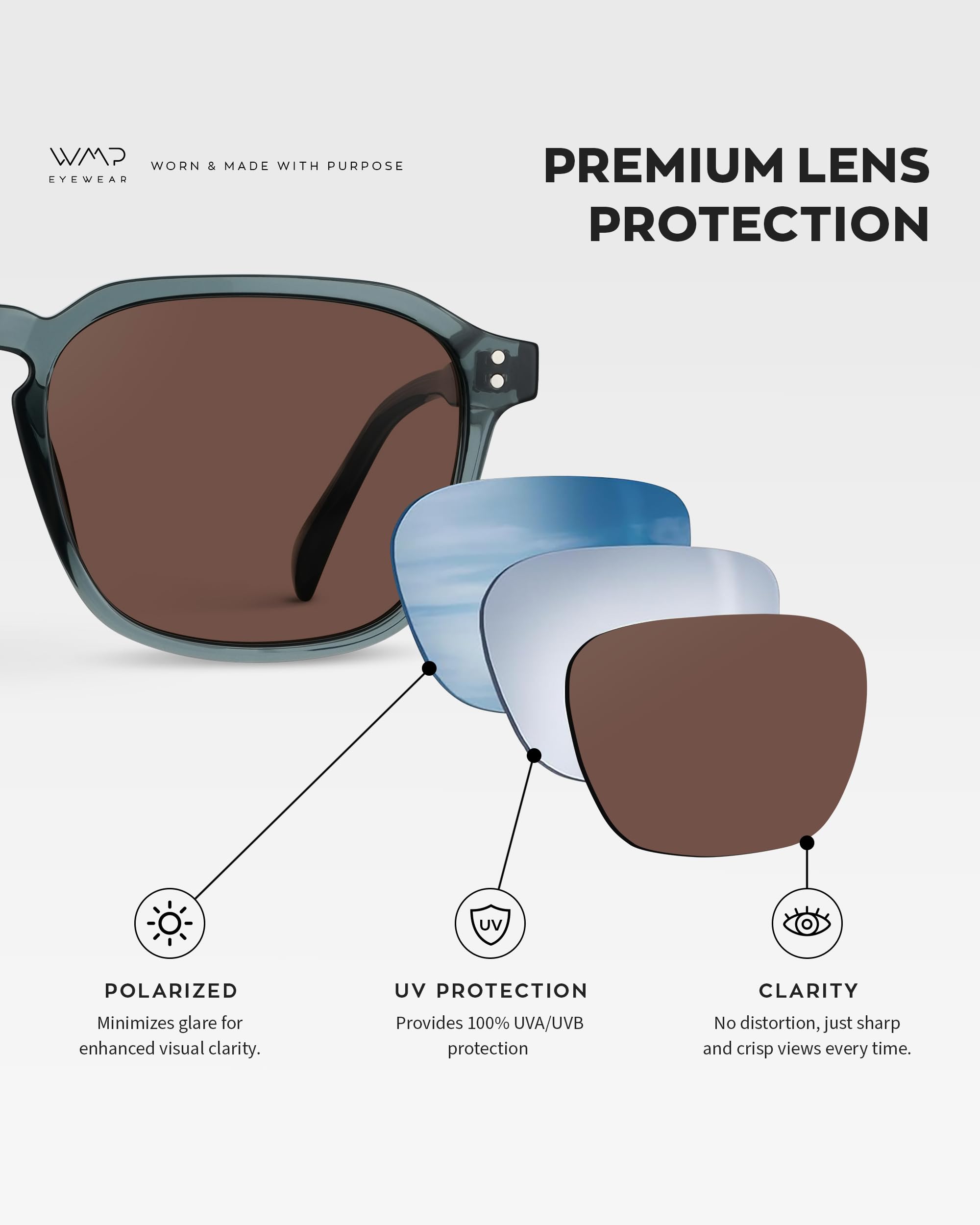 WearMe Pro Men's Polarized Square Sunglasses – Wide Fit, Retro Style, UV400, Lightweight Frame for Driving & Daily Wear - Image 4