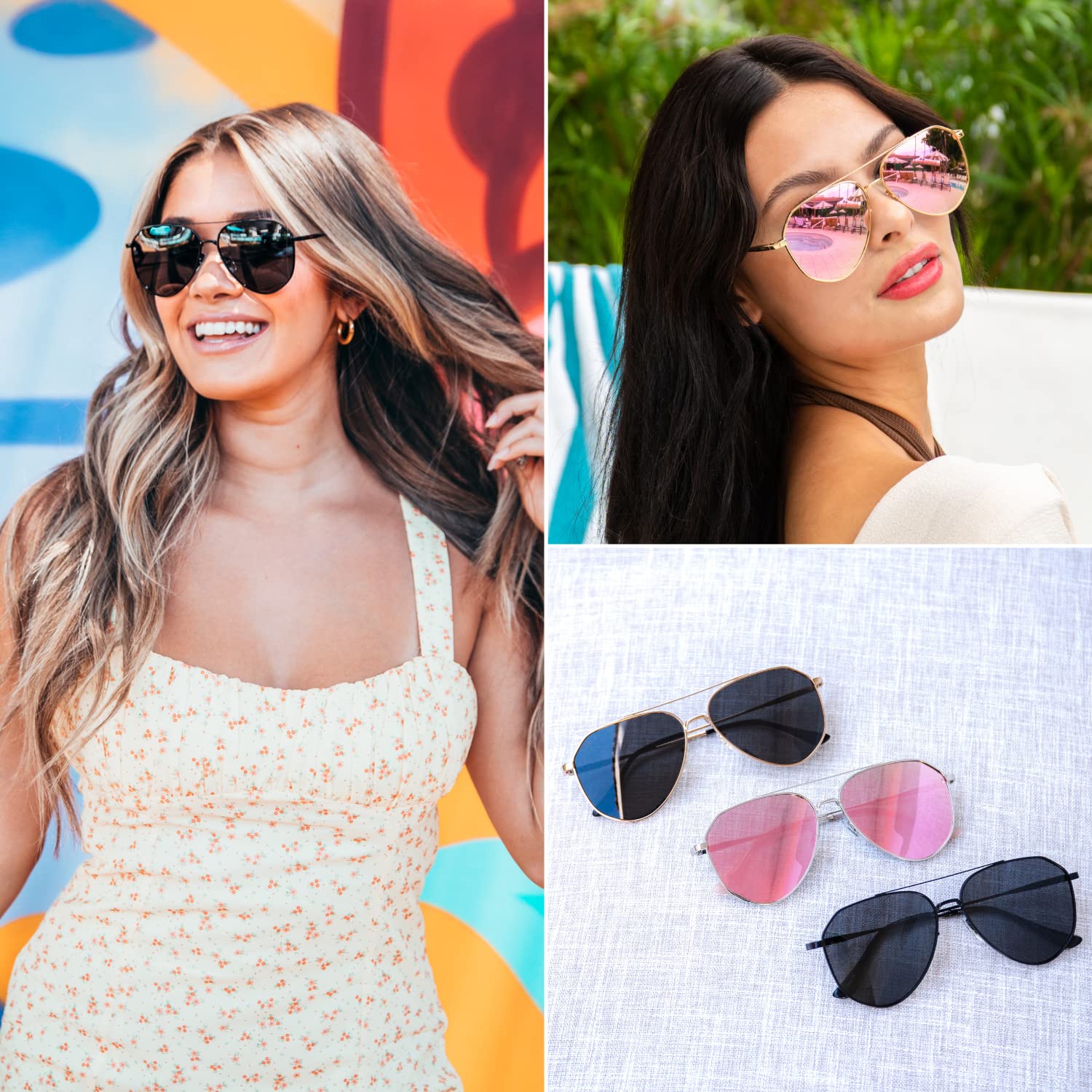 WearMe Pro Polarized Aviator Sunglasses for Women and Men | UV Protection | Reflective Lens | Pink, Blue, Black Aviators - Image 3