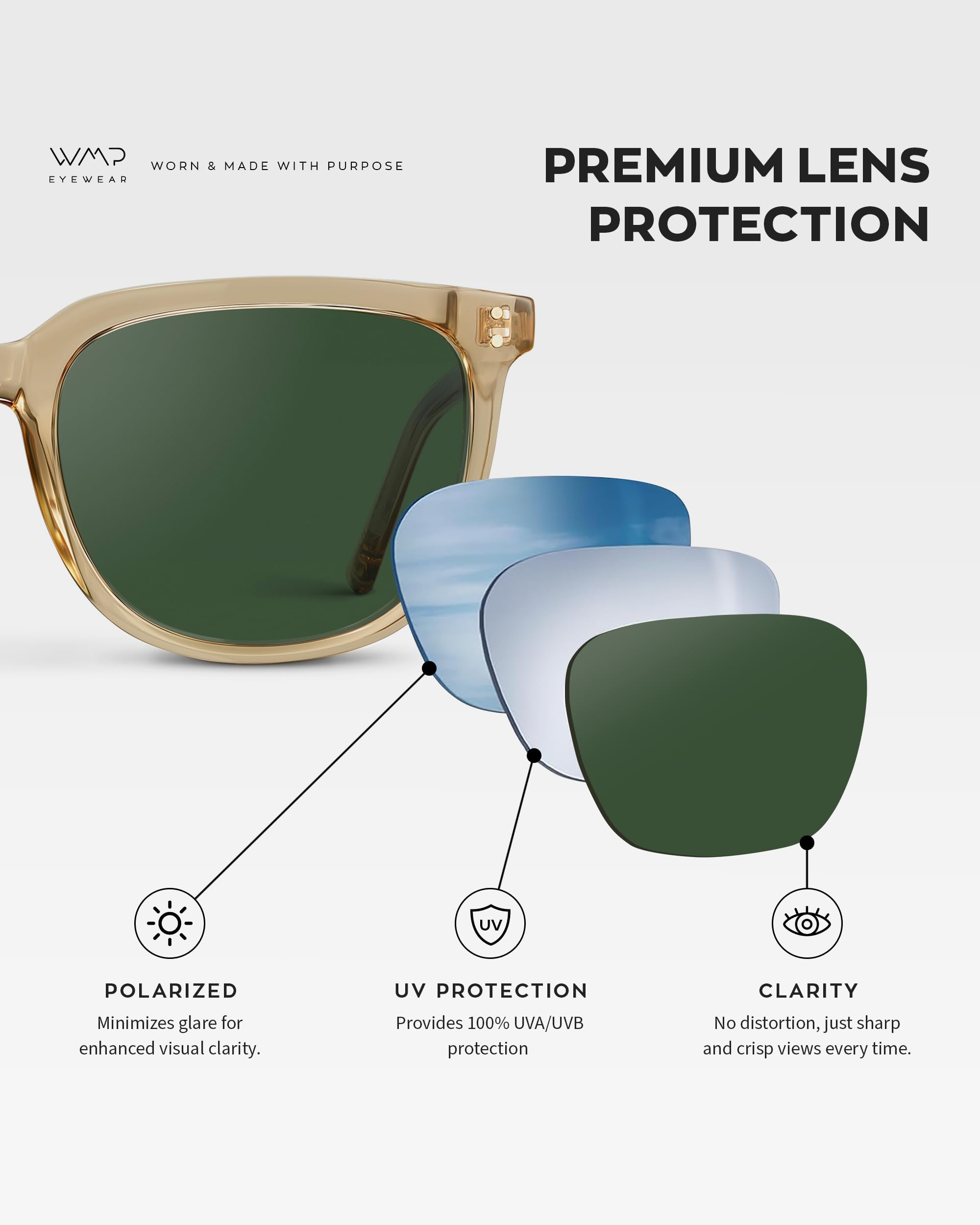 WearMe Pro Polarized Classic Retro Flat Square Unisex Sunglasses - Image 4