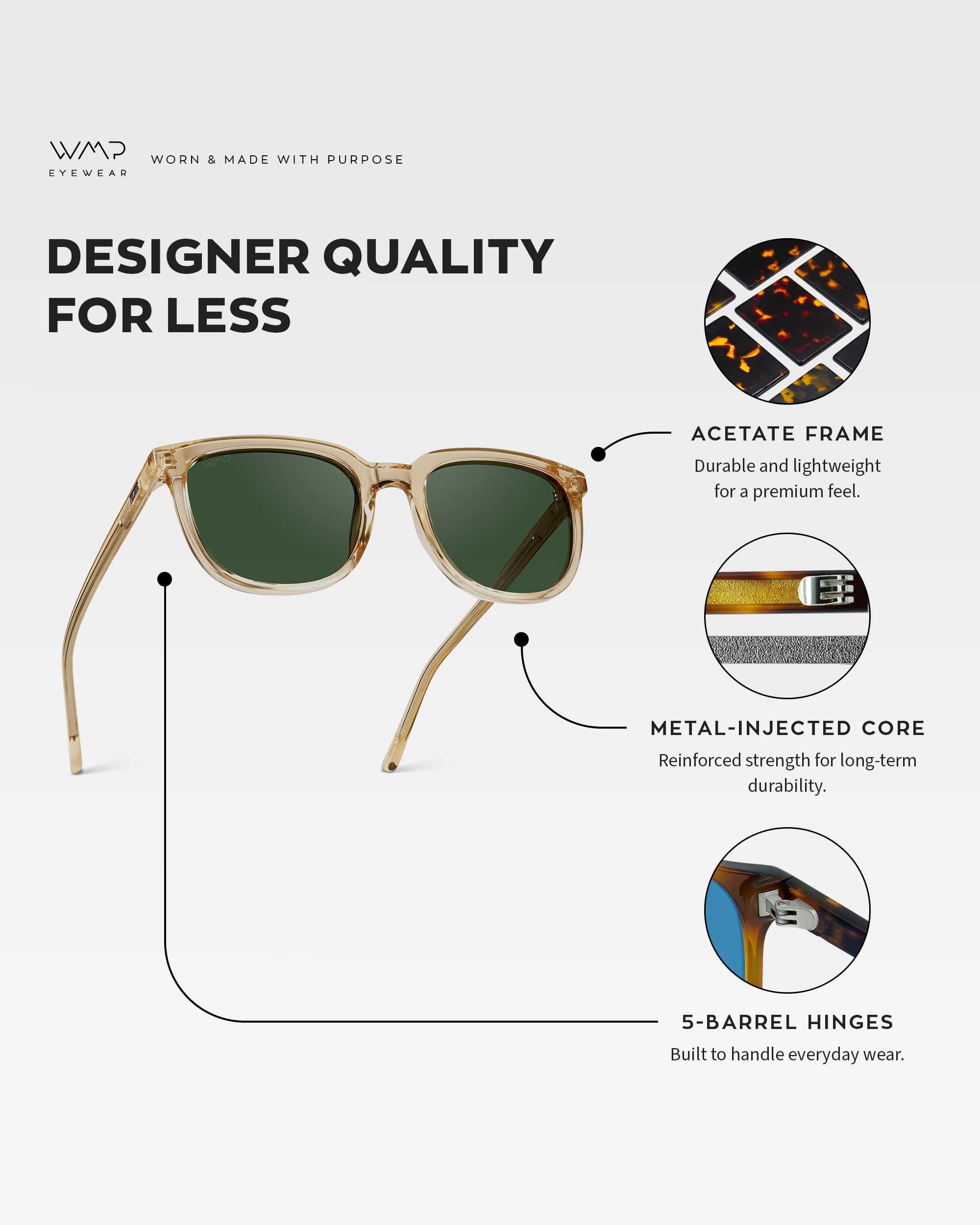 WearMe Pro Polarized Classic Retro Flat Square Unisex Sunglasses - Image 5