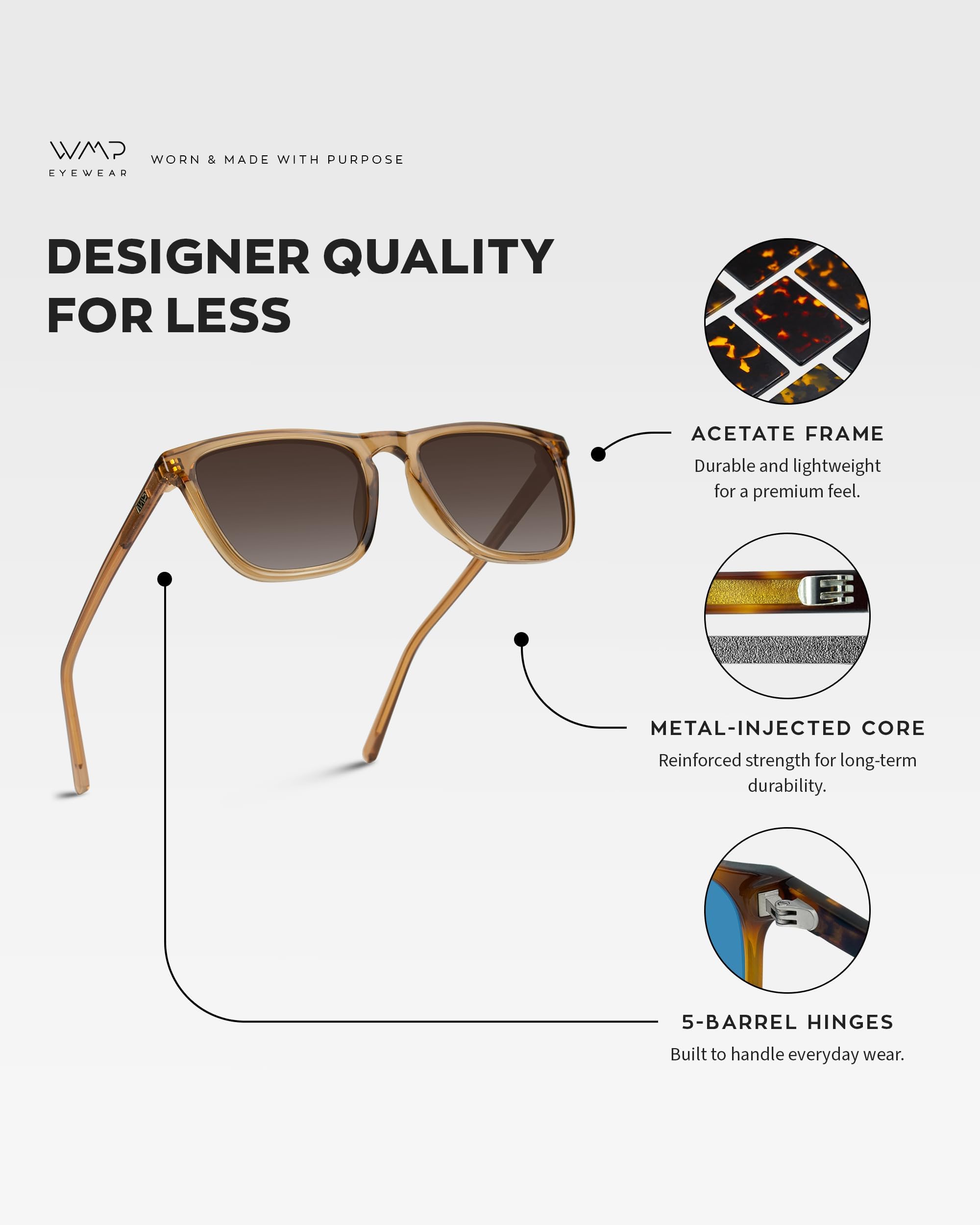 WearMe Pro - Polarized Lens Square Modern Sunglasses for Men - Image 5