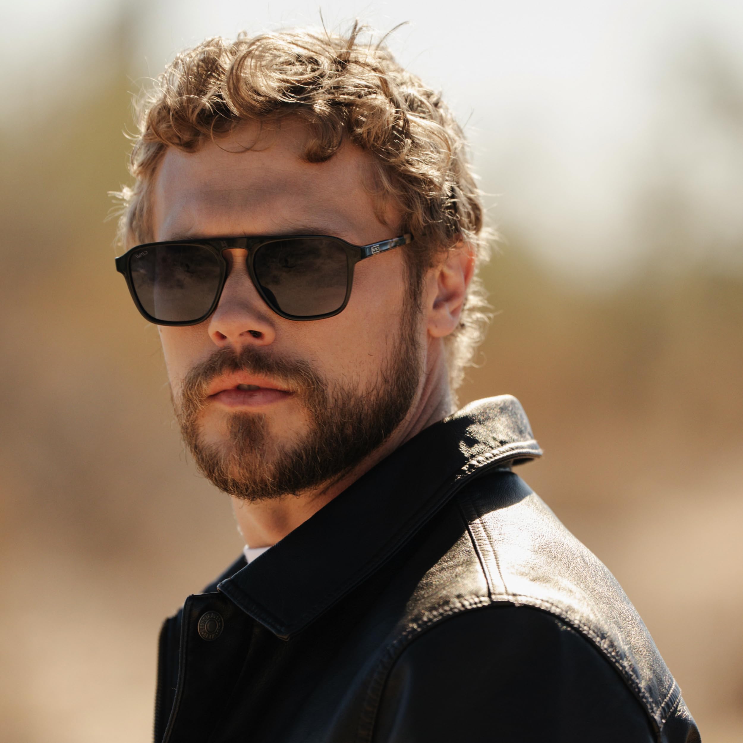 WearMe Pro Polarized Modern Aviator One-Bridge Square Mens Sunglasses - Image 3