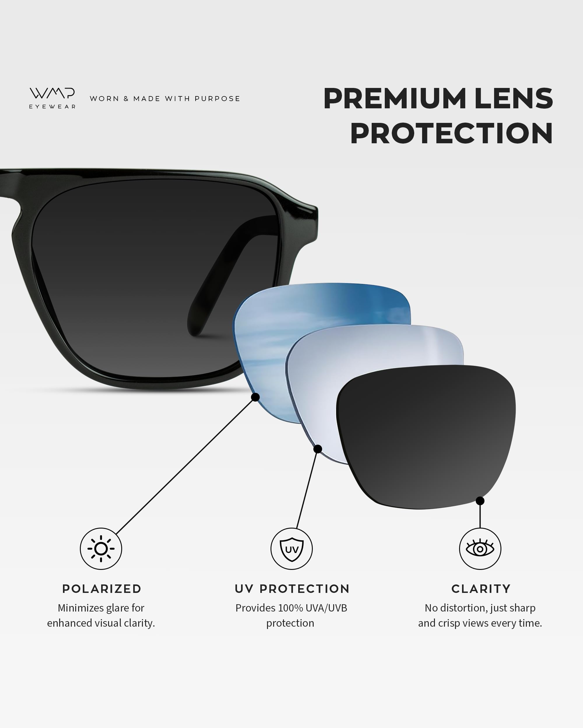 WearMe Pro Polarized Modern Aviator One-Bridge Square Mens Sunglasses - Image 5