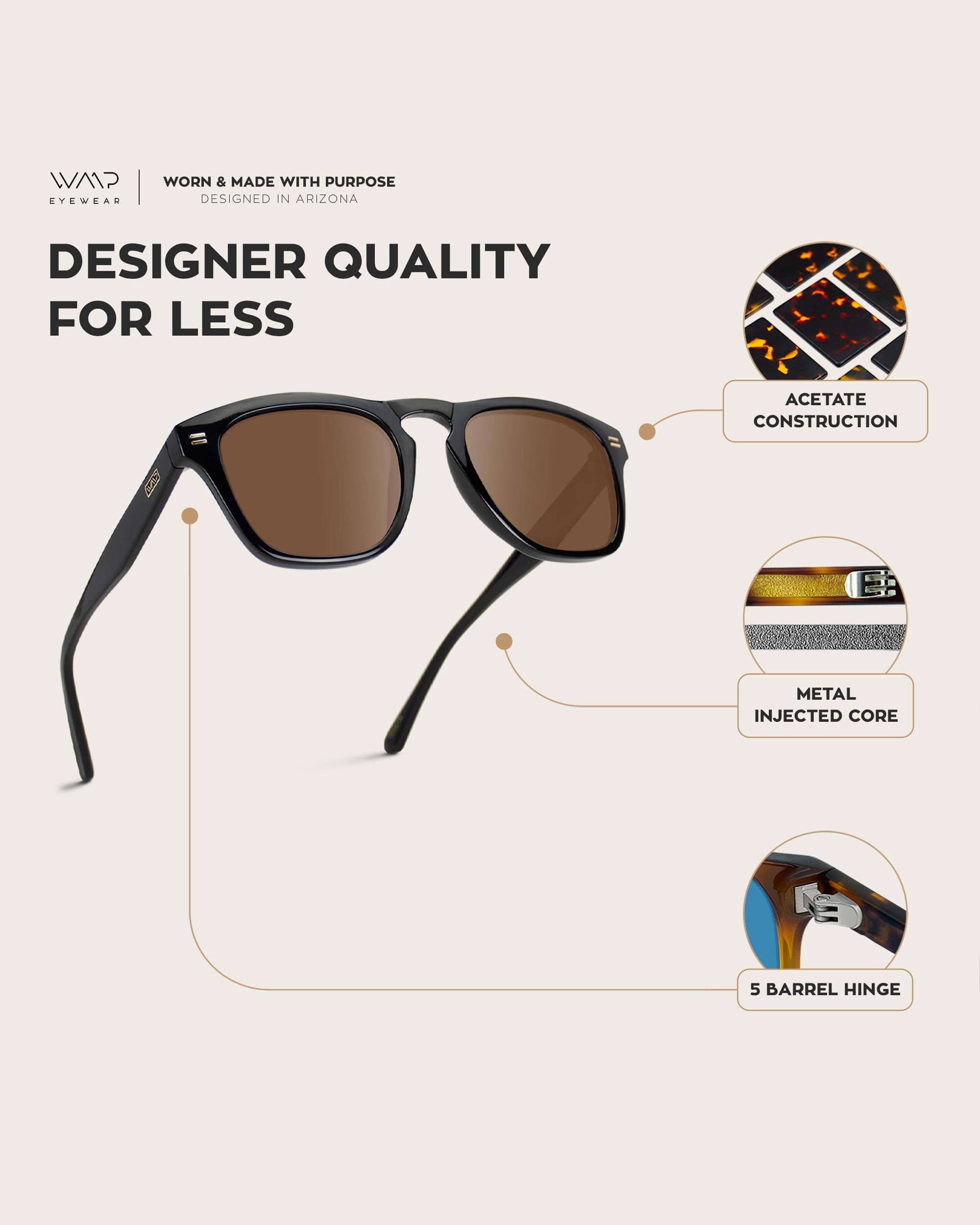 WearMe Pro - Polarized Retro Large Rectangular Mens Sunglasses - Image 5