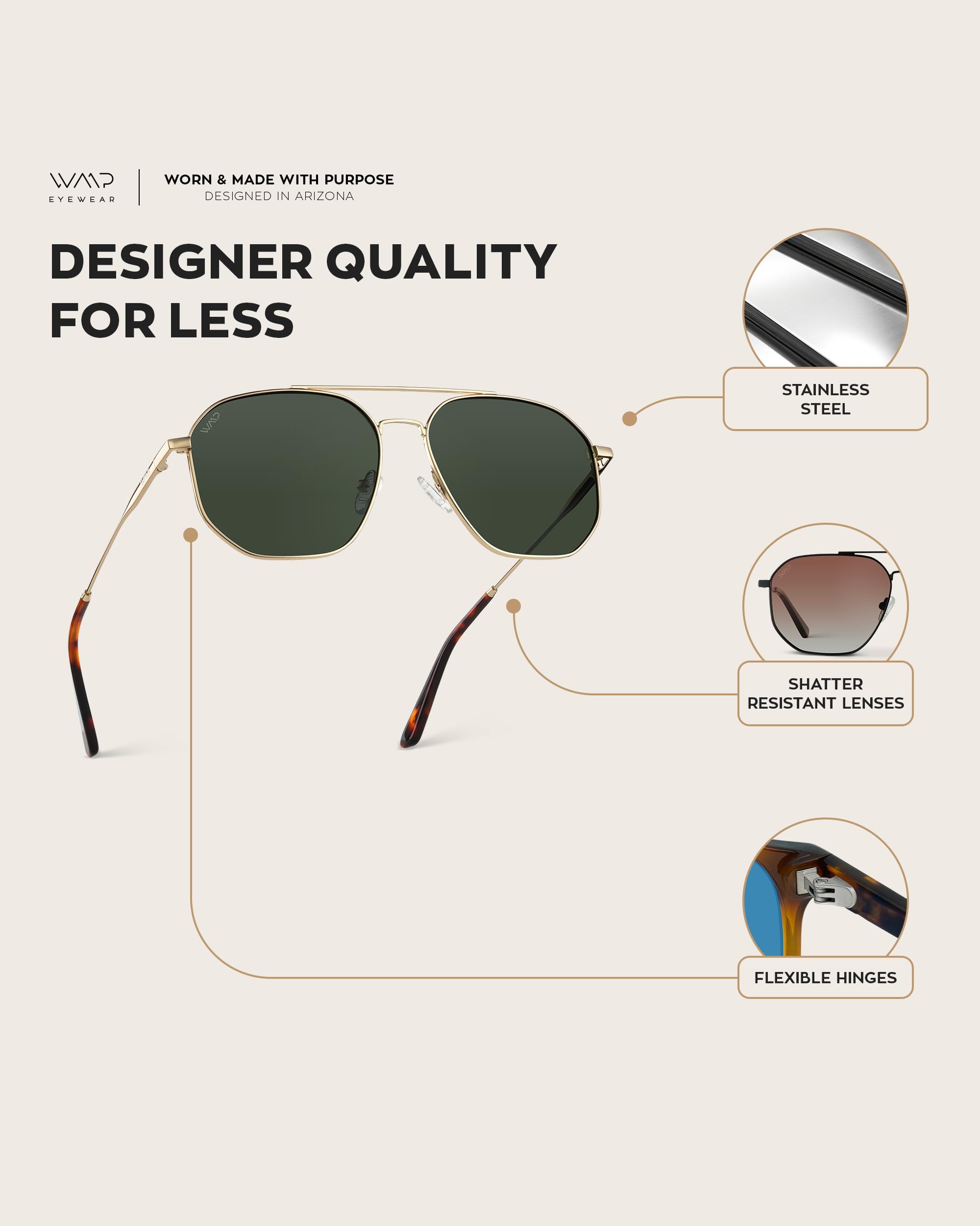 WearMe Pro Premium Quality Aviator Sunglasses for Men - Lightweight Durable Design with UV Protection - Image 6