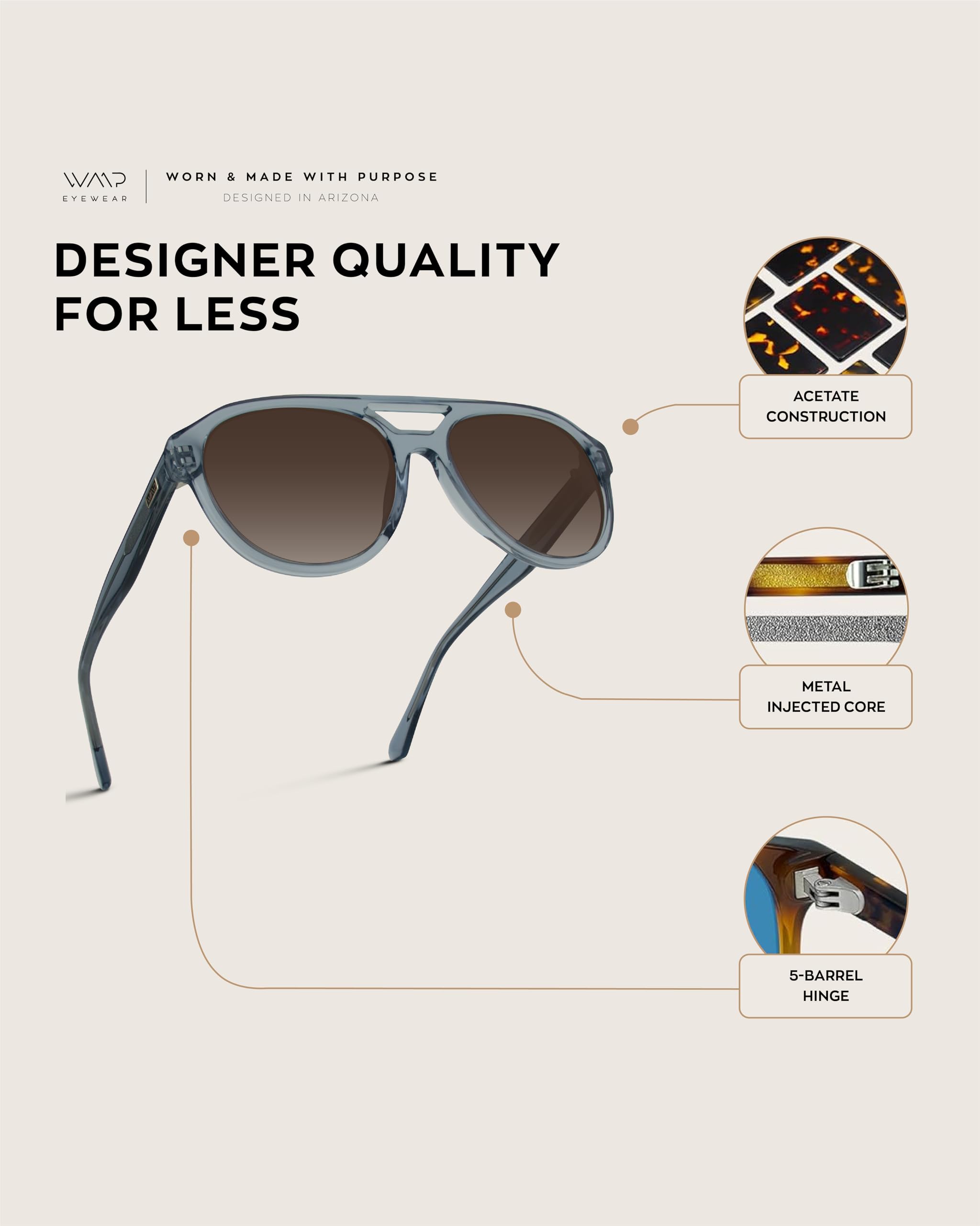 WearMe Pro Rounded Retro Aviator Sunglasses for Men and Women - Polarized Lenses, Double Bridge Design - Image 6
