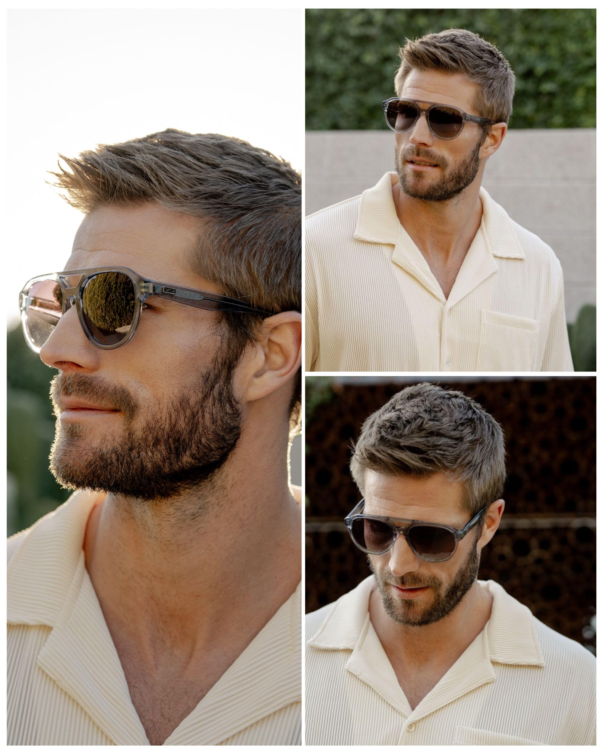 WearMe Pro Rounded Retro Aviator Sunglasses for Men and Women - Polarized Lenses, Double Bridge Design - Image 8