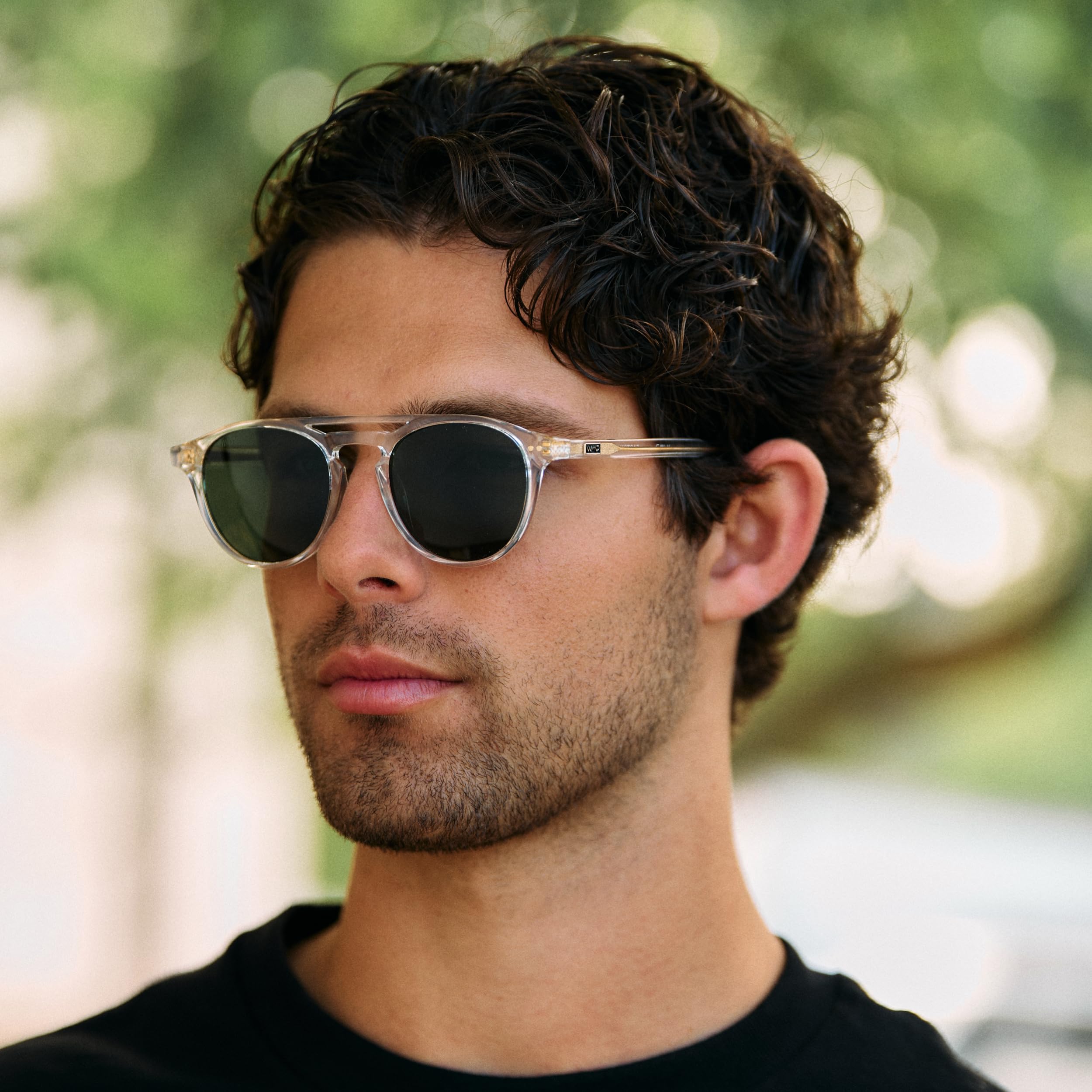 WearMe Pro - Urban Men's Square Sunglasses – Narrow Fit: Double Bridge Design, Modern Round Frames & Polarized Lenses - Image 3