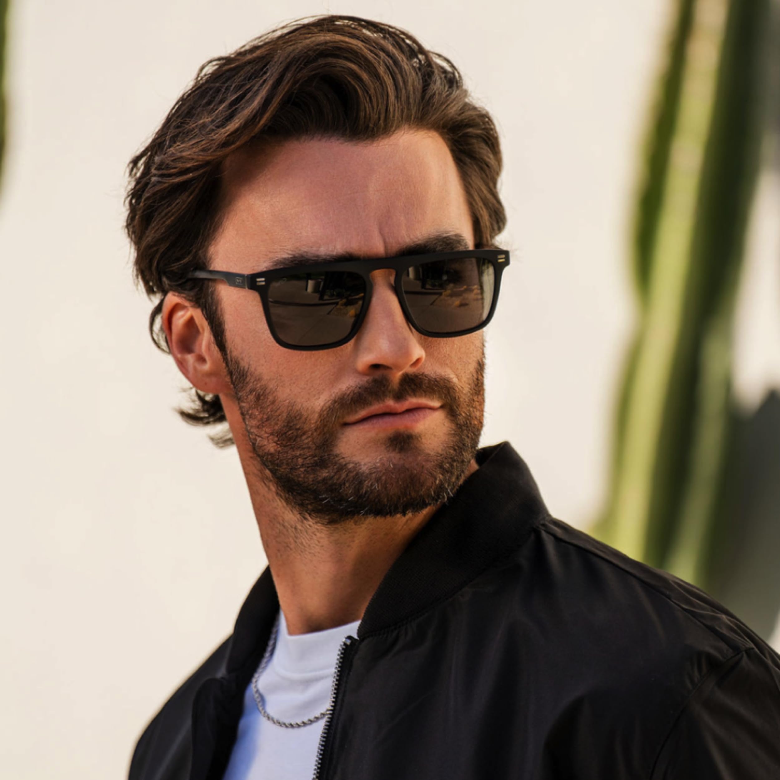 WearMe Pro WMP Eyewear - Men's Polarized Bold Geometric Flat Top, Key Hole Design, Acetate Frame Sunglasses - Image 3