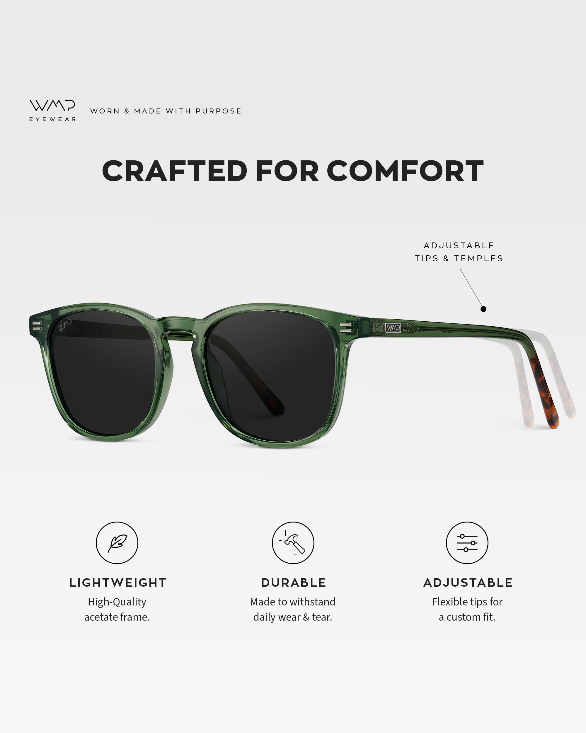 WearMe Pro WMP Eyewear - Men's Polarized Modern Rounded Square Sunglasses - Image 7