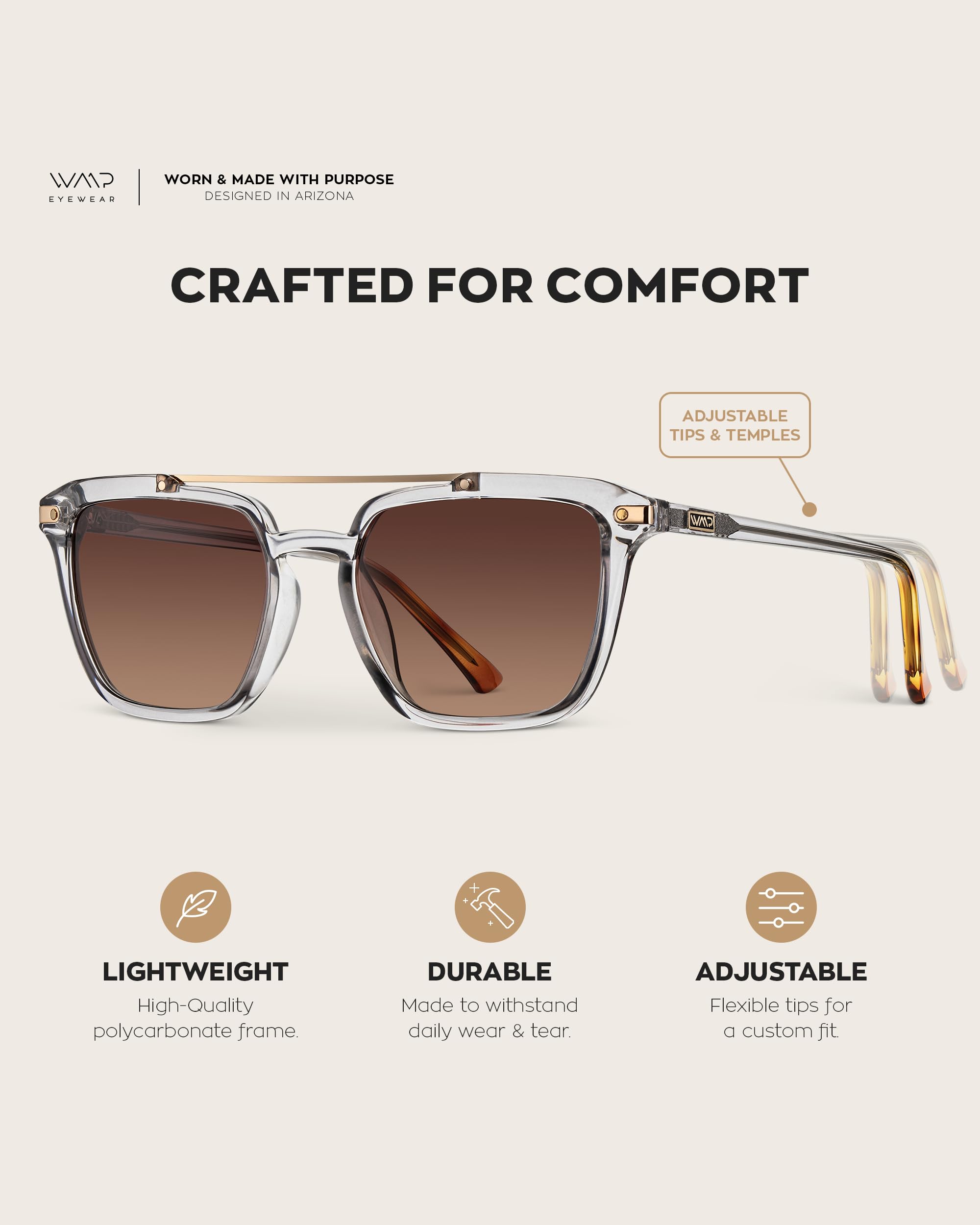 WearMe Pro WMP Eyewear - Modern Men's Square Aviator Sunglasses - Double Metal Bridge with Polarized Lens - Image 7