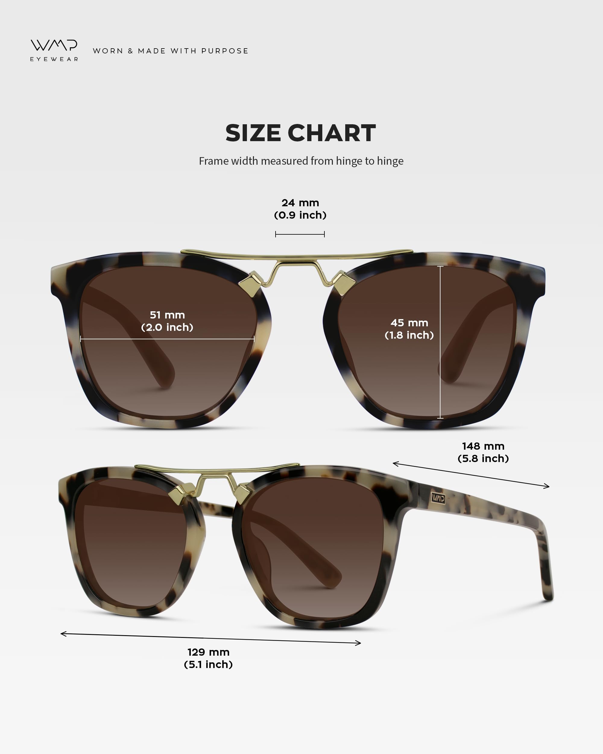 WearMe Pro WMP Eyewear - Women's Oversized Polarized Sunglasses: Square Vintage Style with Metal Double-Bar Bridge - Image 5