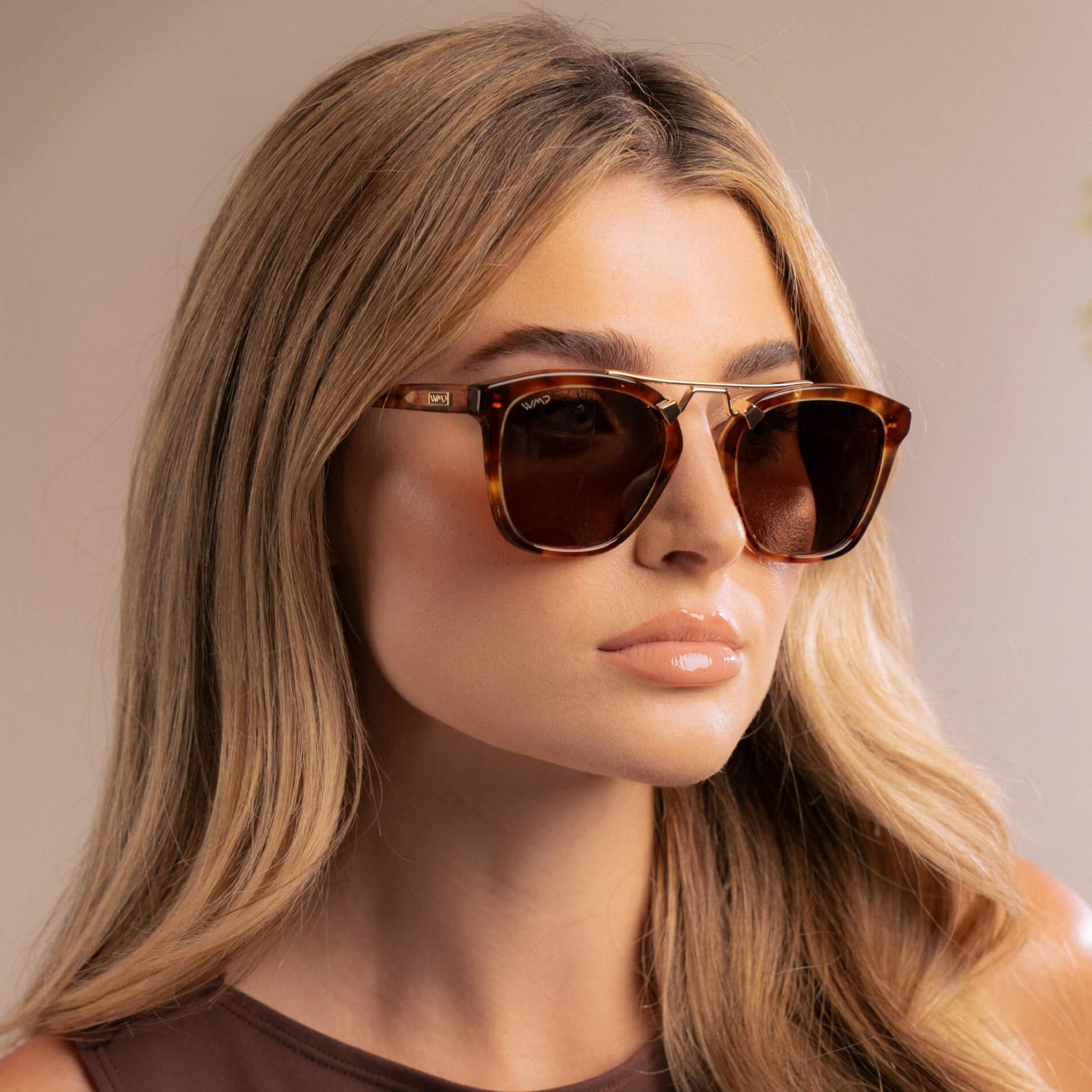 WearMe Pro WMP Eyewear - Women's Oversized Polarized Sunglasses: Square Vintage Style with Metal Double-Bar Bridge - Image 3