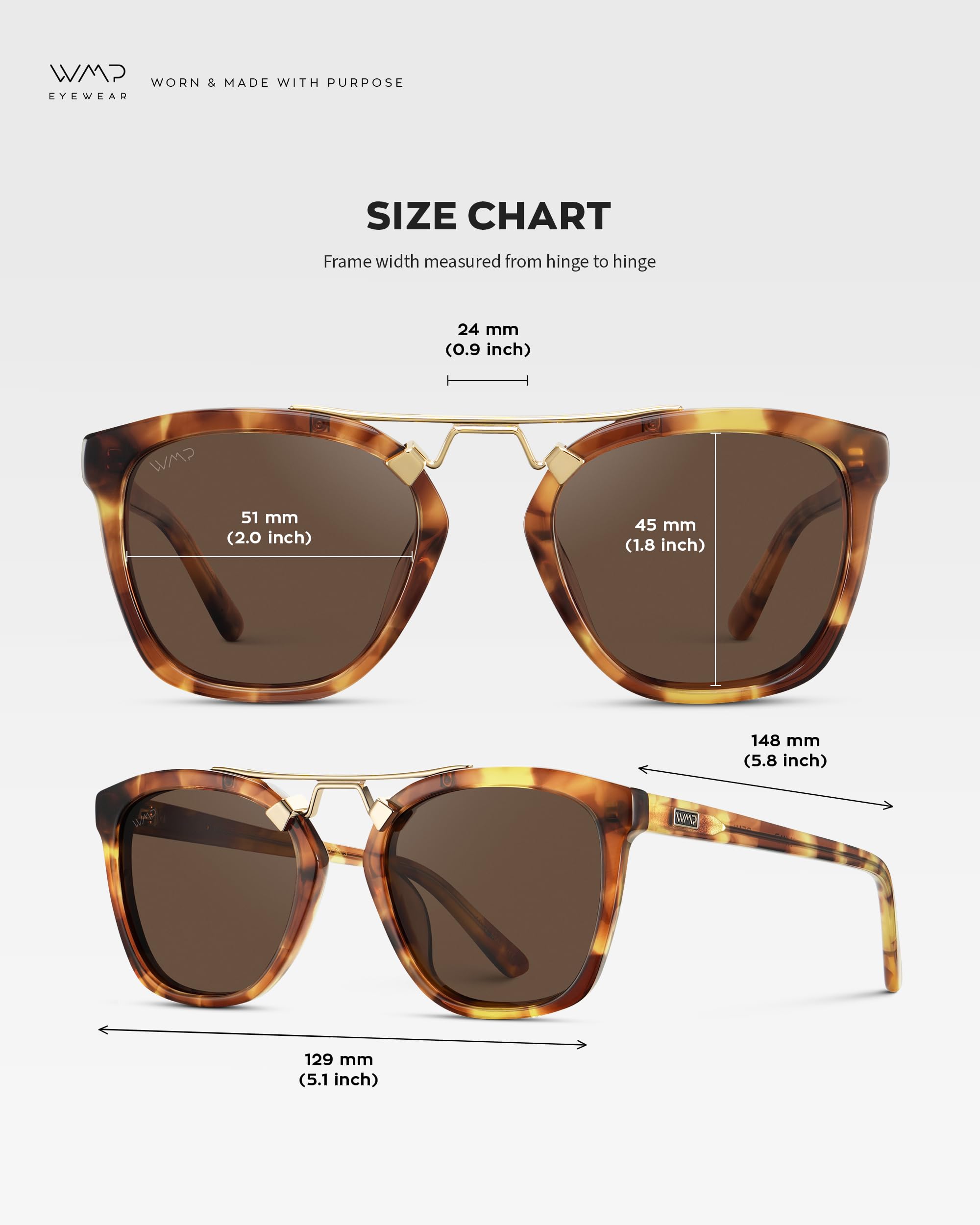 WearMe Pro WMP Eyewear - Women's Oversized Polarized Sunglasses: Square Vintage Style with Metal Double-Bar Bridge - Image 5