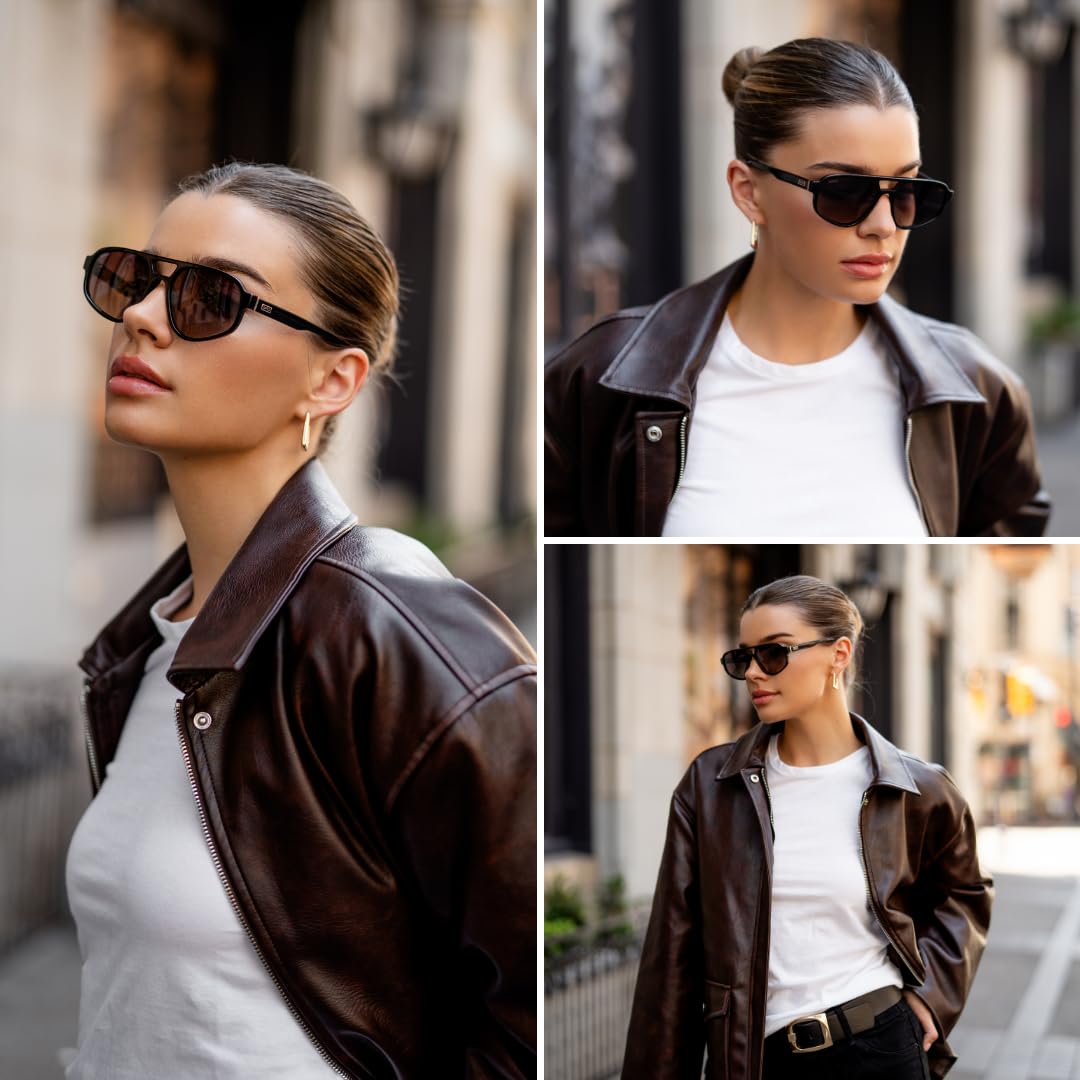 WearMe Pro WMP Eyewear - Women’s Retro Double Bridge Aviator Sunglasses, Polarized Lenses, Lightweight, Full UV Protection - Image 5