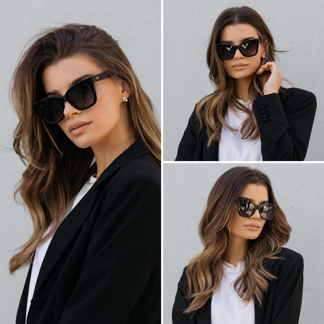 WearMe Pro Women's Polarized Large Square Sunglasses: Subtle Cat Eye Corners, Thick Frame & Modern Aesthetics - Image 5