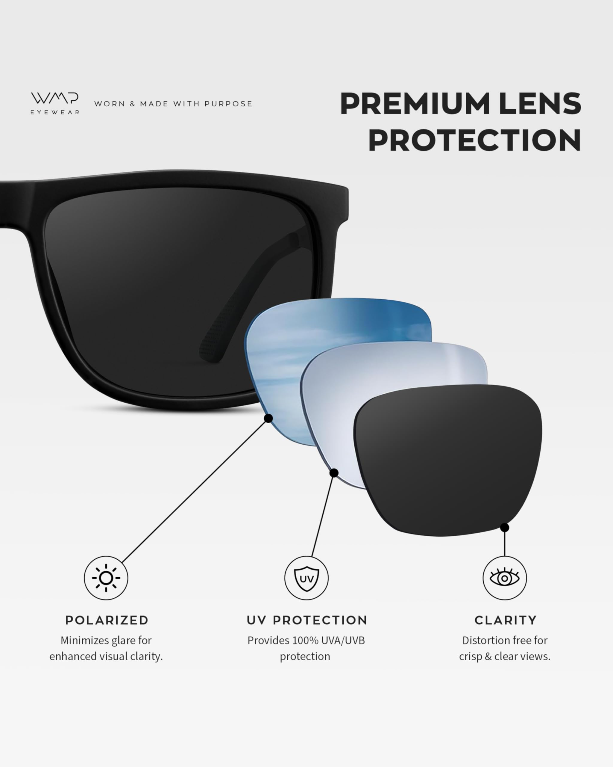 WMP Eyewear - Men's Polarized Flat Top Square Sunglasses - Image 4