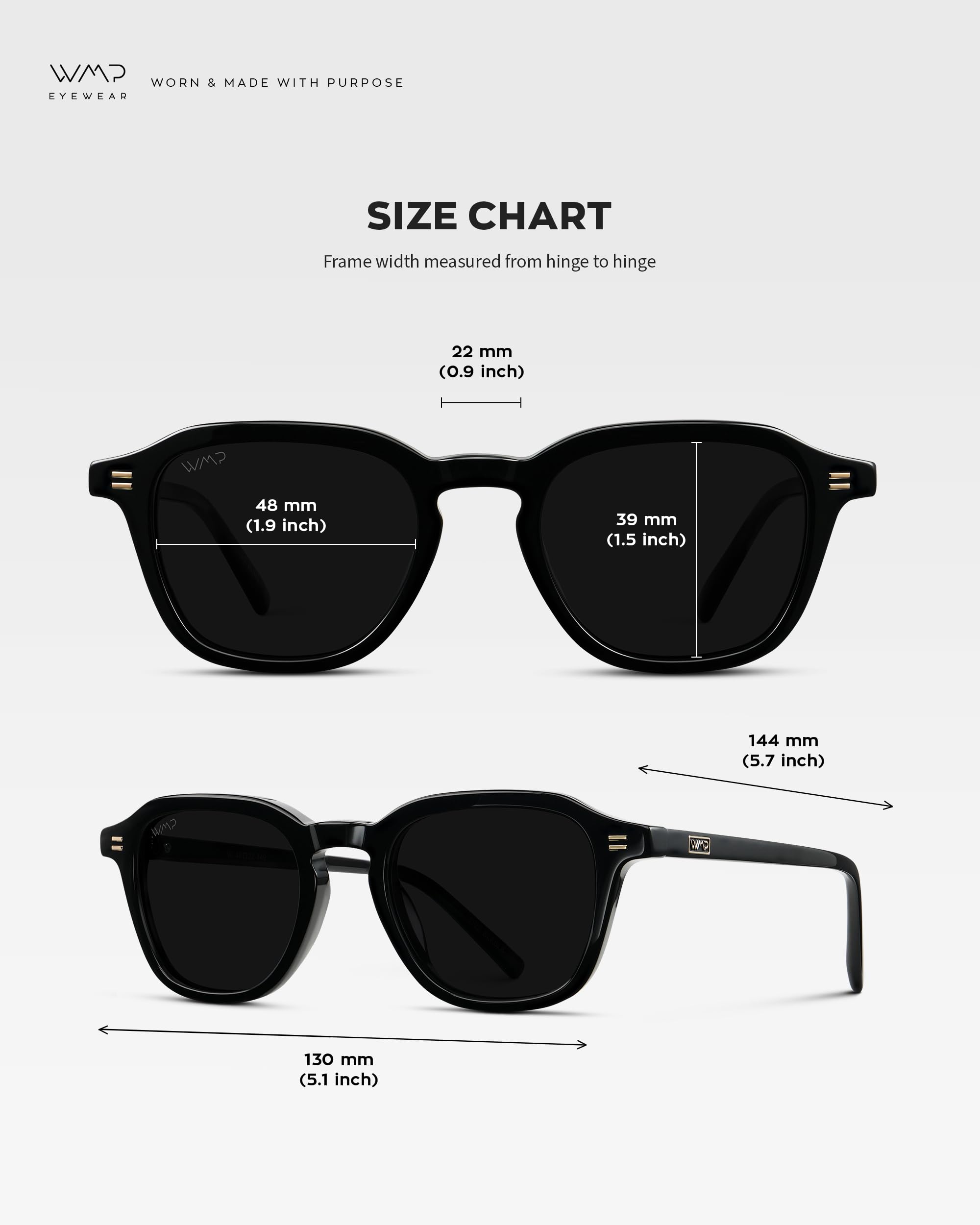WMP Eyewear - Men's Polarized Retro Sunglasses - Classic Geometric Square Style, Acetate Frame, Keyhole Bridge - Image 6