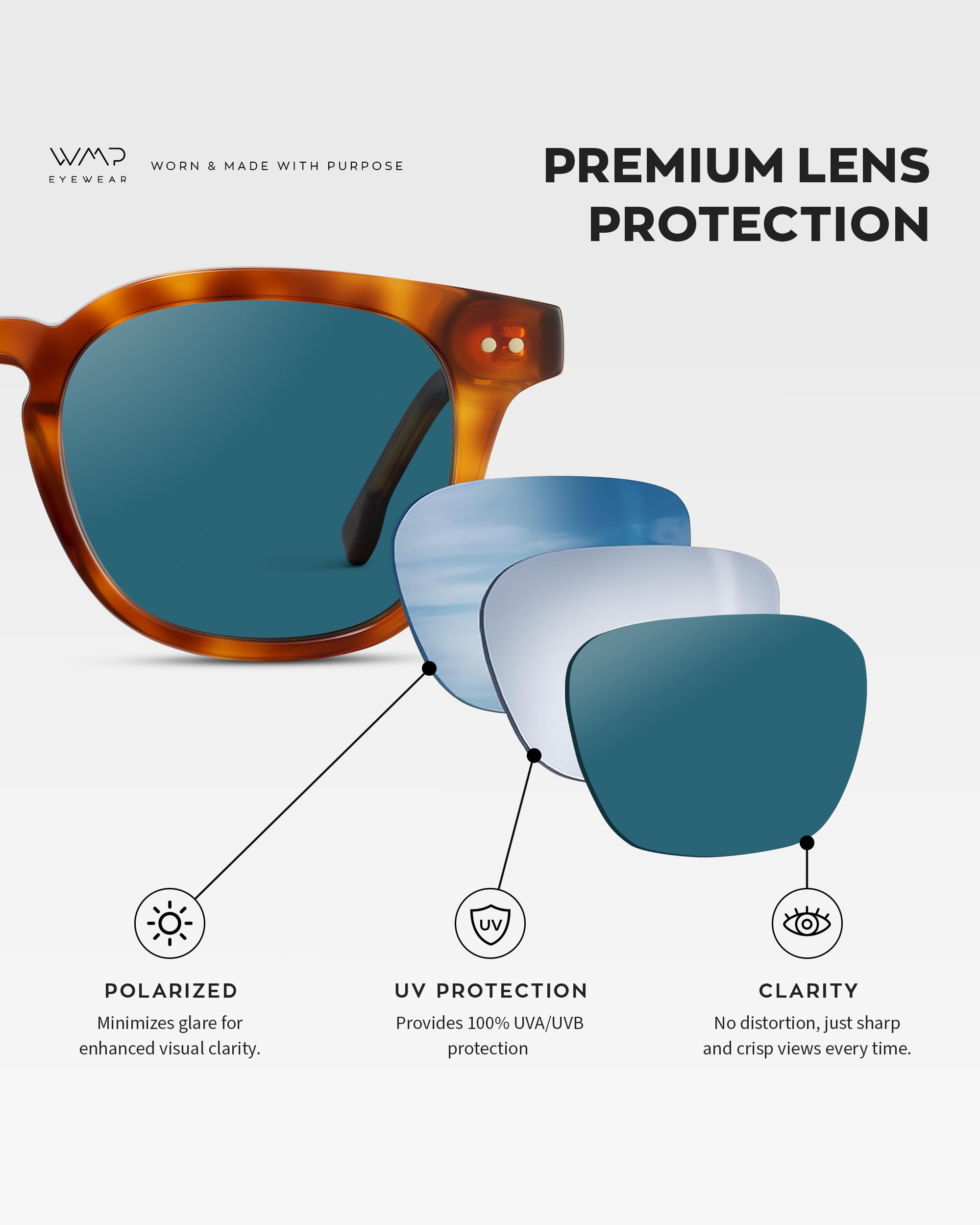 WMP Eyewear - Men's Retro Keyhole Polarized Square Sunglasses, Premium Acetate Frame with Modern Classic Design - Image 4